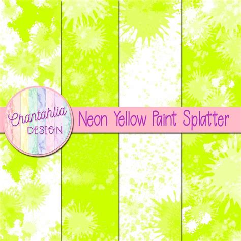 Free Digital Papers featuring Neon Yellow Paint Splatter Designs