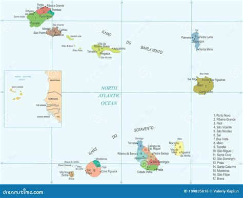 Mapa De Cabo Verde Ejemplo Detallado Del Vector Stock De Ilustraci N