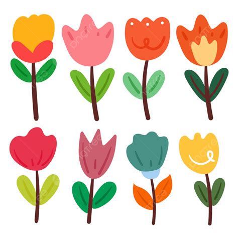 Cute Tulip Flower Doodle Set, Flower Drawing, Tulip Drawing, Lip ...