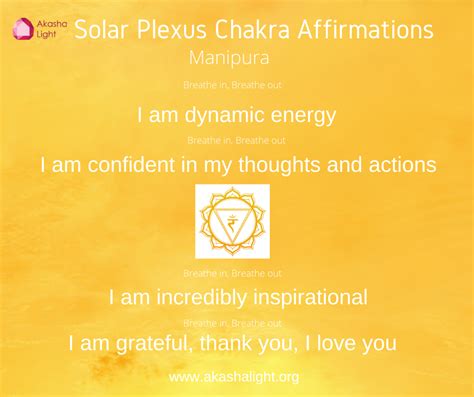 Solar Plexus Chakra Manipura Affirmations Akasha Light