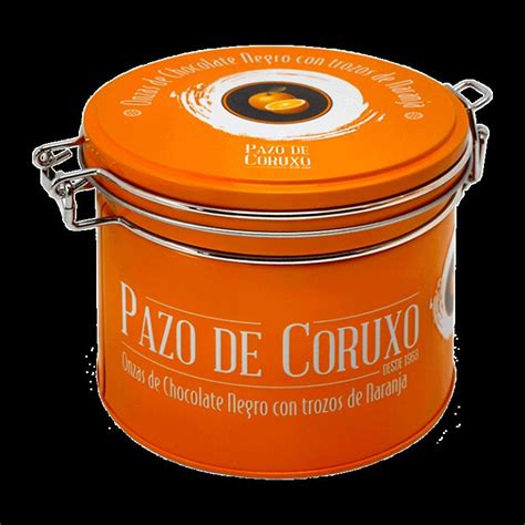 Lata Onzas De Chocolate Artesano Negro Con Trozos De Naranja Gourmet