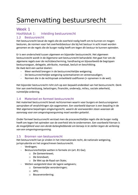 Samenvatting Bestuursrecht Week Samenvatting Bestuursrecht Week