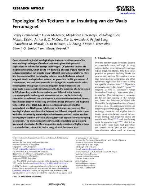 PDF Topological Spin Textures In An Insulating Van Der Waals Ferromagnet