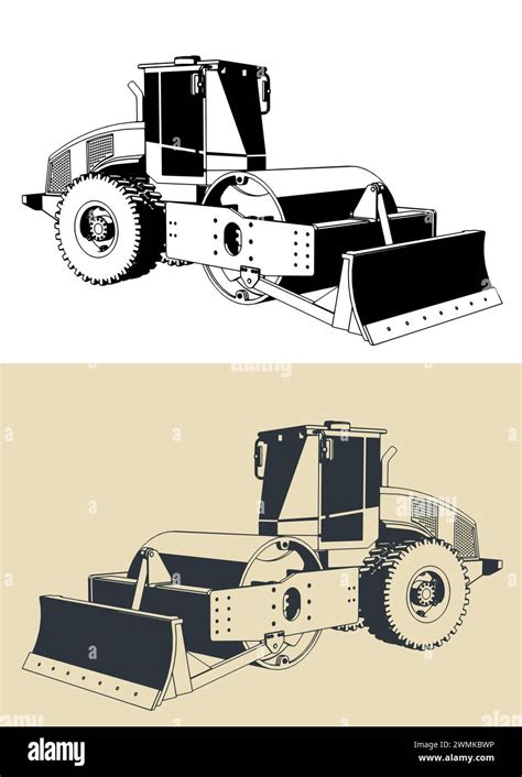 Stylized Vector Illustrations Of Road Roller Stock Vector Image And Art