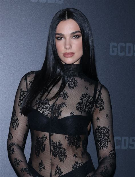 Dua Lipa Wore A Lace Dress And Exposed Thong At Milan Fashion Week