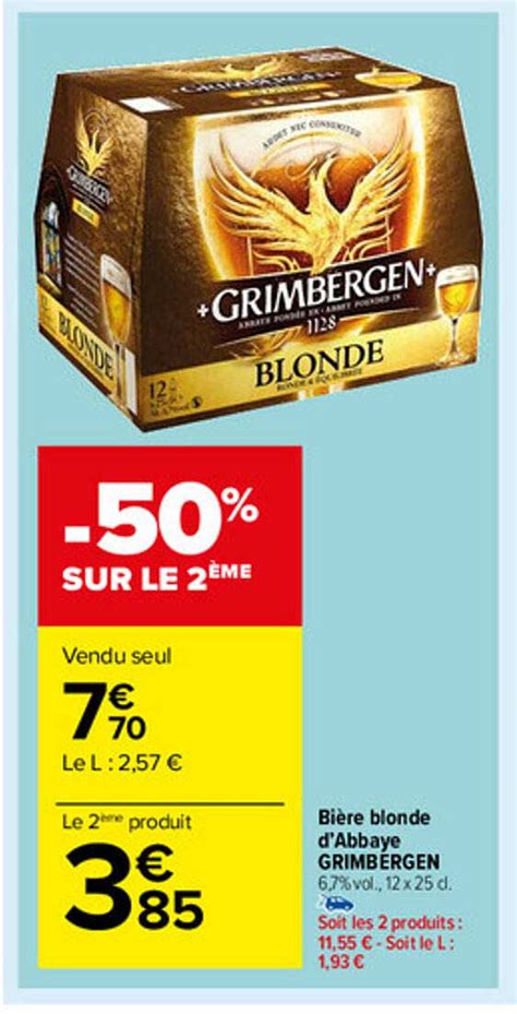 Offre Bière Blonde D abbaye Grimbergen chez Carrefour Market