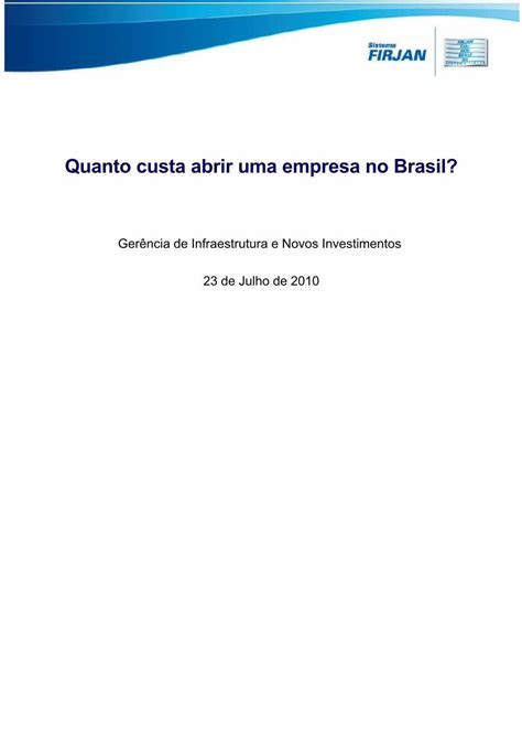 Pdf Custos Para Abrir Uma Empresa No Brasil Dokumen Tips