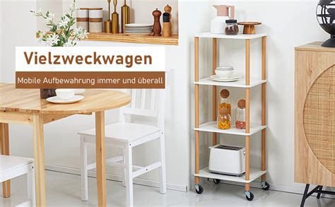 Amazon De Homcom K Chenwagen Servierwagen Rollwagen Mit Ebenen