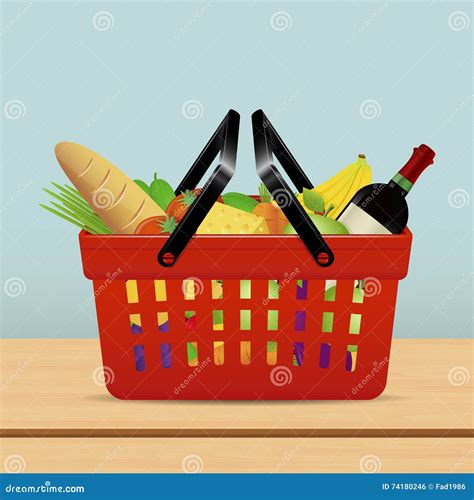 Cesto De Compras Para O Supermercado Alimento Ilustração do Vetor