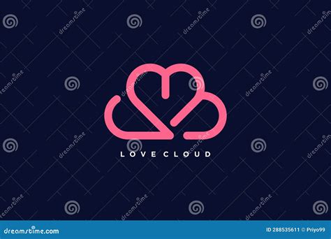 Cloud Logo Design With Creative Love Concept Style Stock Vector Illustration Of Isolated Logo