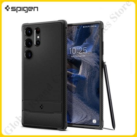 Original Spigen Robusto Armadura De Fibra Carbono Macio Silicone