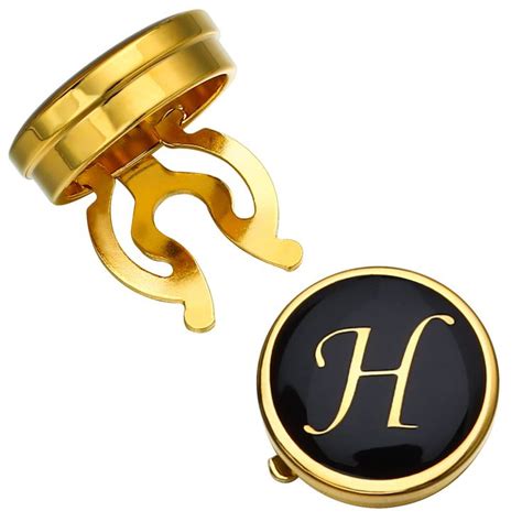 Hawson Gold Button Covers For Men Enamel Button Cover Cufflinks For Men Personalized A Z