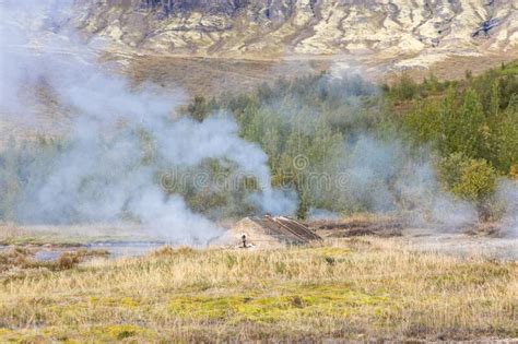 Geysir Is A Famous Hot Spring In The Geothermal Area Of Haukadalur