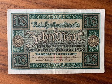 Reichsbanknote 10 Mark 1920 Kaufen Auf Ricardo