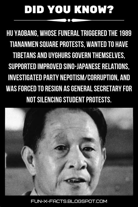 Hu Yaobang, whose funeral triggered the 1989 Tiananmen Square protests ...