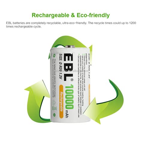 Ebl D Size Rechargeable Batteries D Cell 10000mah Nimh Battery2 Counts Buy Nimh Battery Pack