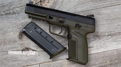 FN Five SeveN OD Green Pistol Cerakote Services