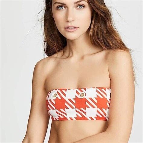 NEW Solid Striped The Annabelle Eyelet Bikini Top Lipstick Gingham EBay