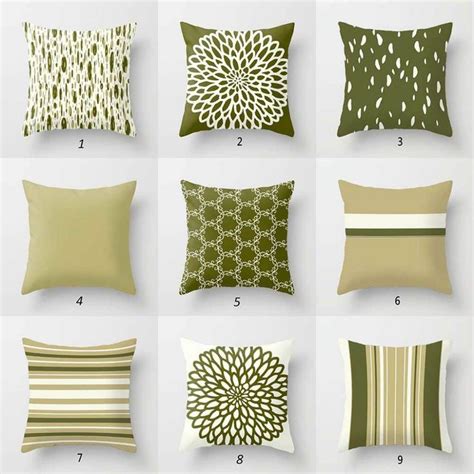 Dark and Light Green Throw Pillow Covers with Geometric Patterns ...