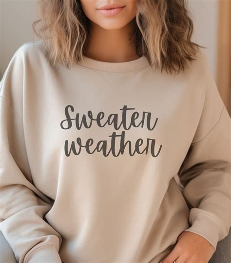 I Love Sweater Weather Sweatshirt No Bra Club Quote On Back Etsy