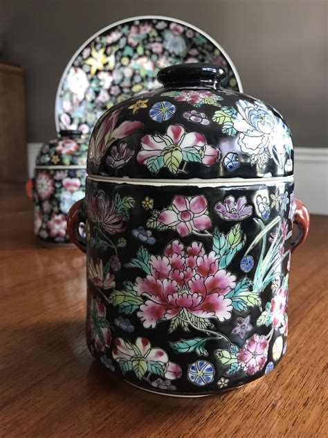 Chinese Tea Jar Etsy Chinese Tea Tea Jar Blue Peonies