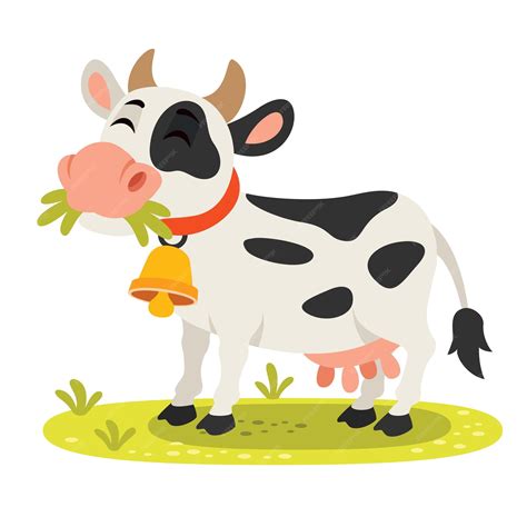 Ilustración De Dibujos Animados De Una Vaca Vector Premium