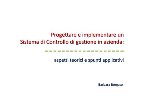 Ppt Progettare E Implementare Un Sistema Di Controllo Di Gestione In