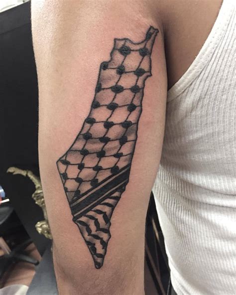 Alveno Tattoo — Palestine Map w/ Kufia Inside #palestine...