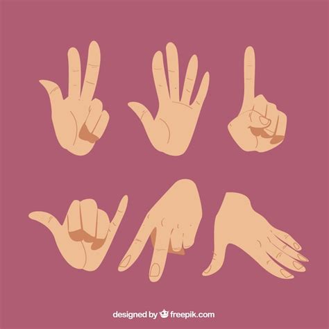 Free Vector | Hands collection with different poses in hand drawn style