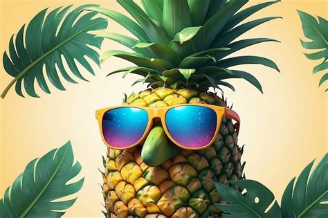 Premium Photo A Pineapple Wearing Sunglasses Summer Concept Illustration