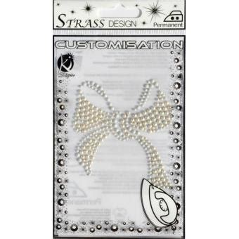 Transfert Thermocollant Clou Et Strass Noeud Blanc Cm Ki Sign