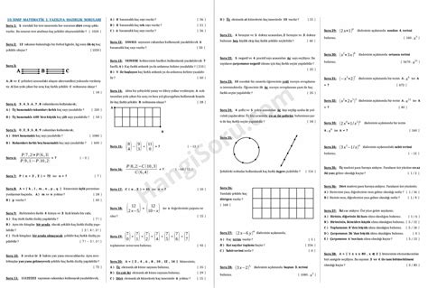 10 Sınıf Matematik 1 Dönem 1 Yazılıya Hazırlık Kağıdı Hangisoru