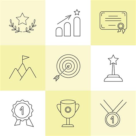Premium Vector | Success line icon set achievement award victory