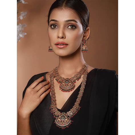 Buy Aatmana Gold Plated Stone Studded Jewellery Set Online