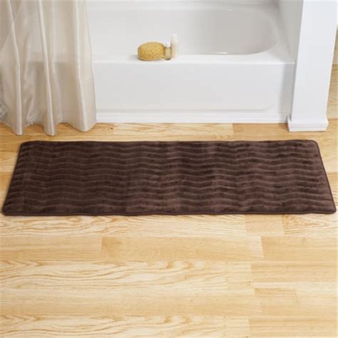 Lavish Home Memory Foam Extra Long Bath Rug Mat Chocolate 24x60 1