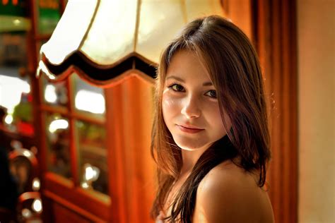 Women Brunette Brown Eyes Portrait Smiling Model Dana Kareglazaya