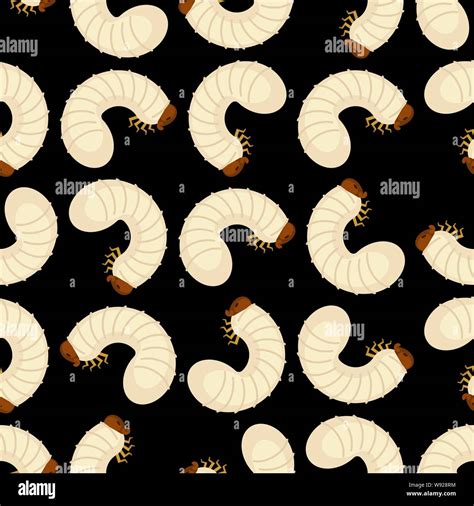 Beetle Larva Pattern Seamless Bug Caterpillar Background Maggot