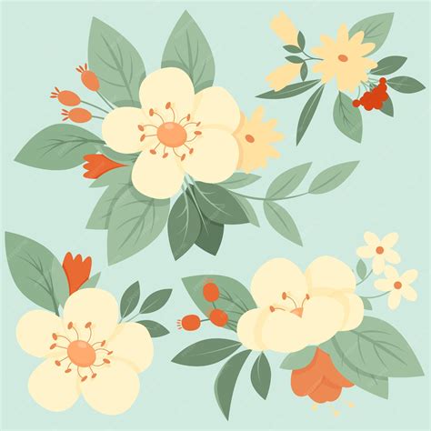 Premium Vector | Set of vintage flower arrangements