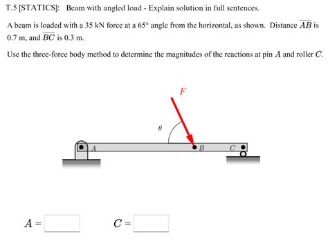 Solved T Statics Beam With Angled Load Explain Chegg