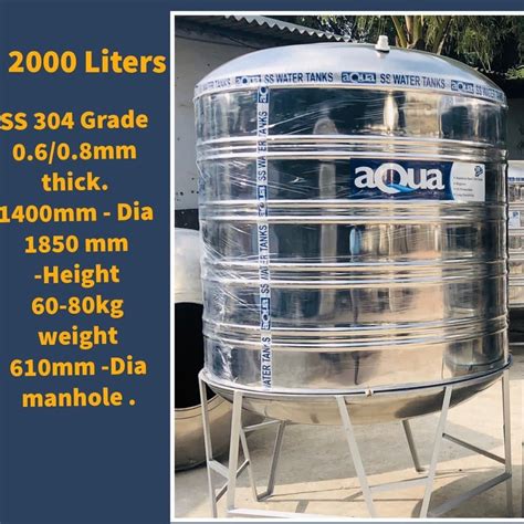 Stainless Steel Water Tank 2000 LTR SS TANK 2000 LITERS 1001 5000 L