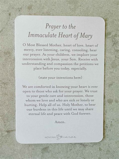 Immaculate Heart Of Mary Prayer Card Artofit