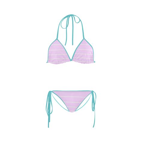 Stipes Lavender Custom Bikini Swimsuit Id D