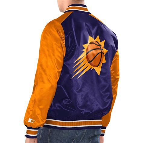 Varsity Satin Starter Renegade Phoenix Suns Purple and Orange Jacket