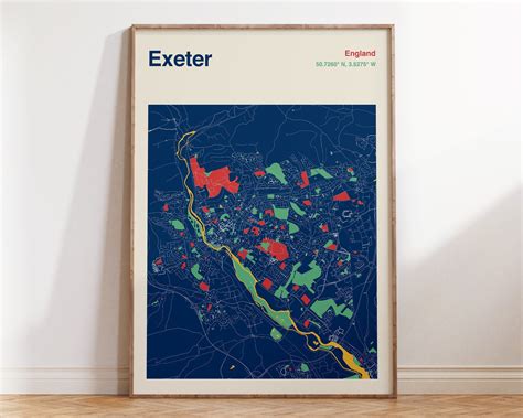 Poster Exeter Map Print, Exeter Map Poster , Exeter Map Wall Art