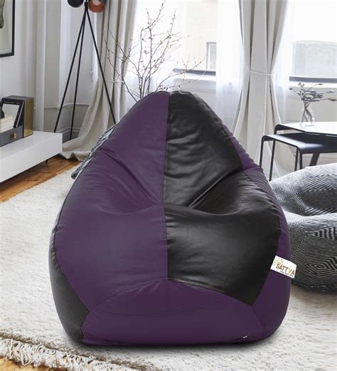 Buy Classic XXL Bean Bag With Beans In Black Purple Colour Online