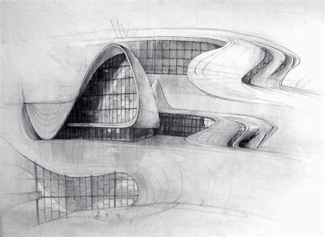 Heydar Aliyev Center Zaha Hadid Dibujo De Arquitectura Bocetos Porn