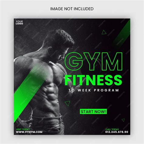 Premium PSD | Gym and fitness workouts social media flyer with web