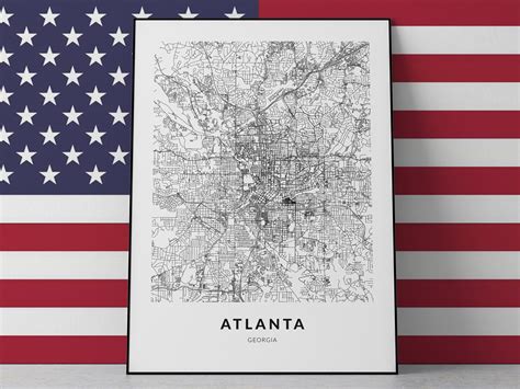 Atlanta Map Atlanta Poster Atlanta Print Atlanta Georgia - Etsy