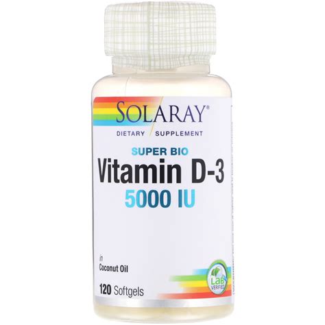 Solaray Super Bio Vitamin D 3 5 000 IU 120 Softgels By IHerb