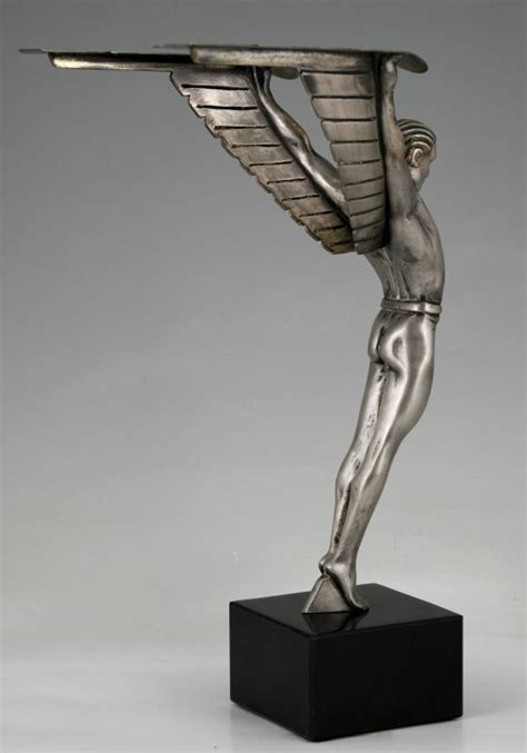 Icarus Art Deco Bronze Sculpture Of A Winged Athlete Deconamic